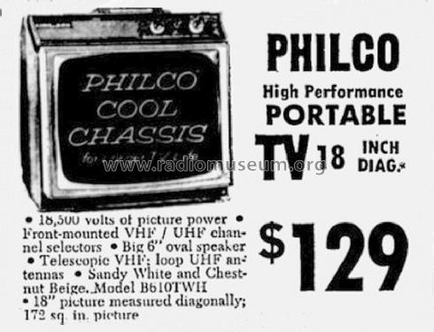 B610TWH; Philco, Philadelphia (ID = 1410377) Televisore