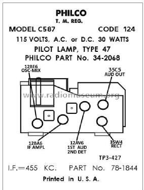 Clock Radio C587 Code 124; Philco, Philadelphia (ID = 2924812) Radio