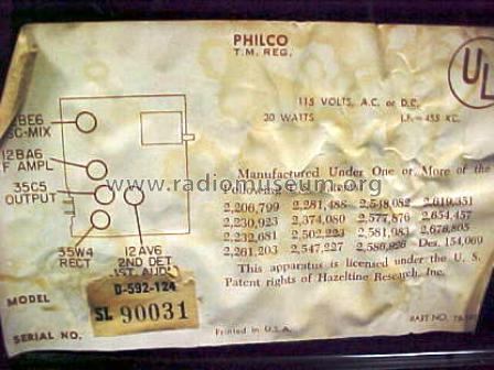D-592 ; Philco, Philadelphia (ID = 146867) Radio