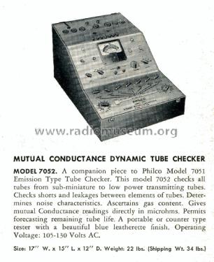 Dynamic Mutual Conductance Tube Tester 7052; Philco, Philadelphia (ID = 2093064) Equipment