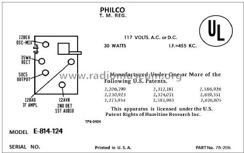 E-814 ; Philco, Philadelphia (ID = 2917157) Radio