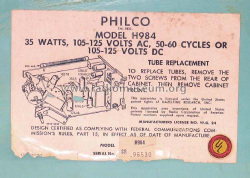 H984 ; Philco, Philadelphia (ID = 246583) Radio