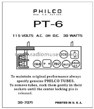 PT-6 Transitone; Philco, Philadelphia (ID = 2810711) Radio