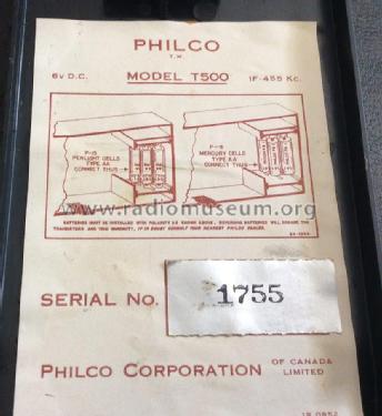 T-500 ; Philco Products Ltd. (ID = 2566290) Radio