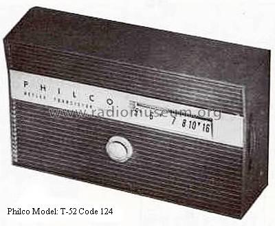 Reflex Transistor T-52 Code 124; Philco, Philadelphia (ID = 195878) Radio