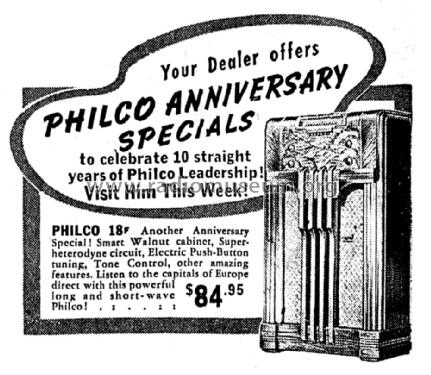 18F ; Philco Products Ltd. (ID = 1429466) Radio