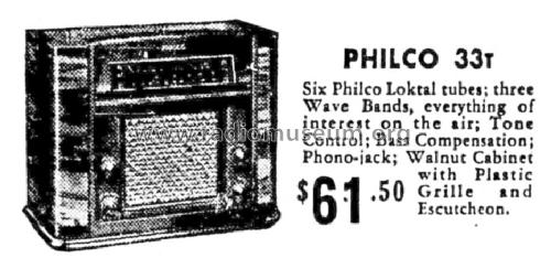 33T ; Philco Products Ltd. (ID = 1430608) Radio