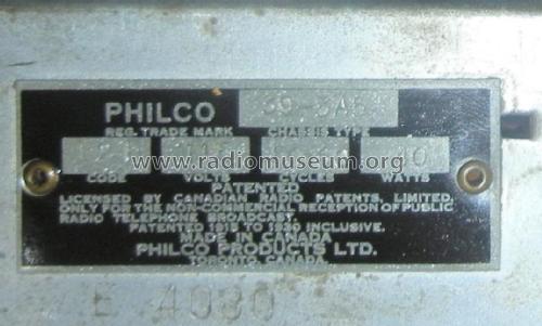 39-3A5 code 121; Philco Products Ltd. (ID = 2541663) Radio