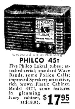 45T ; Philco Products Ltd. (ID = 1430611) Radio