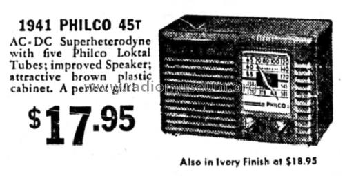 45T ; Philco Products Ltd. (ID = 1430631) Radio
