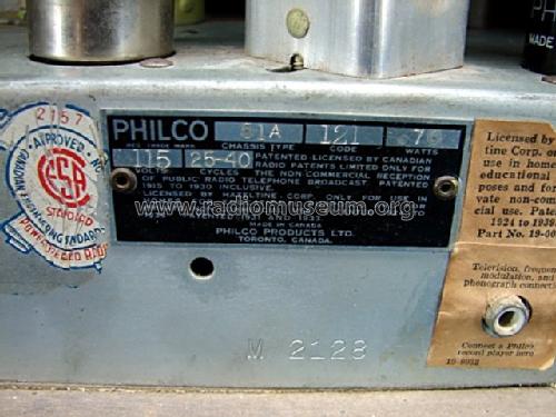 51T Ch= 51A Code 121; Philco Products Ltd. (ID = 327060) Radio