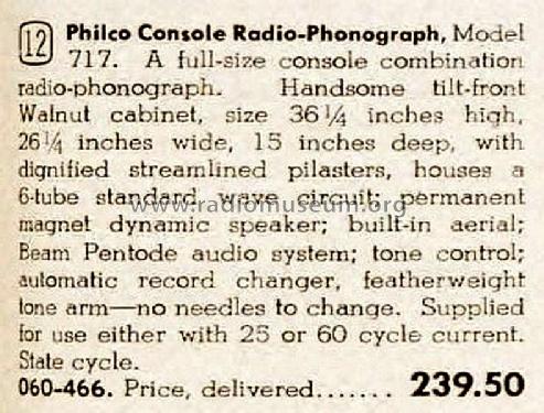 717 ; Philco Products Ltd. (ID = 2178892) Radio