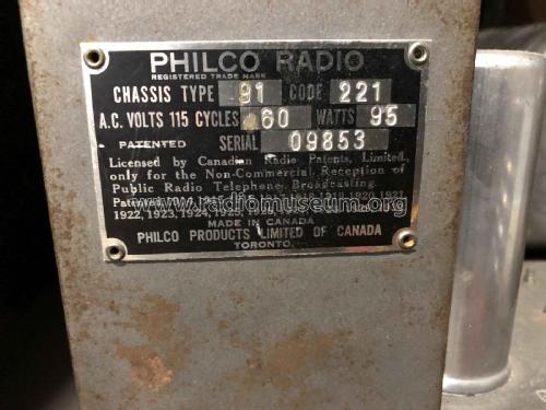 91-AH ; Philco Products Ltd. (ID = 2722819) Radio