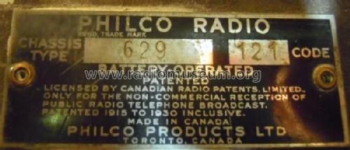 Transitone 629 629; Philco Products Ltd. (ID = 2525563) Car Radio