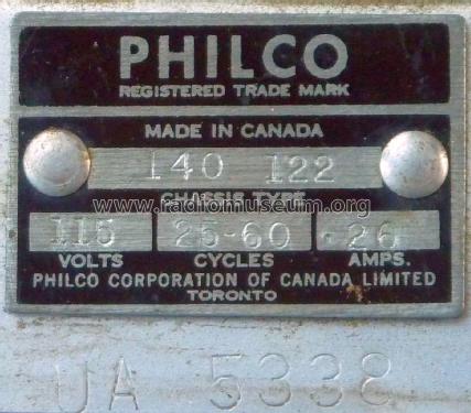 140 Transitone Code 122; Philco Products Ltd. (ID = 2117333) Radio