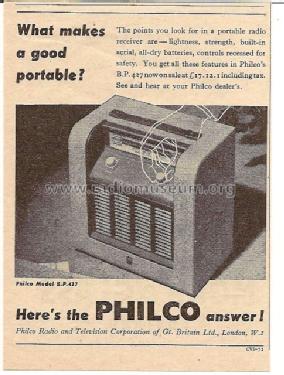 BP427; Philco Radio & (ID = 1573171) Radio