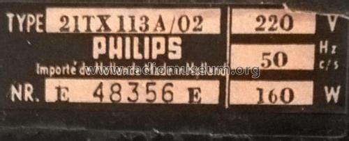 21TX113A-02; Philips; Eindhoven (ID = 2471555) Television