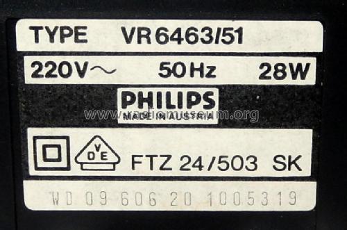Video Cassette Recorder VR6463 /51; Philips - Österreich (ID = 2347806) R-Player