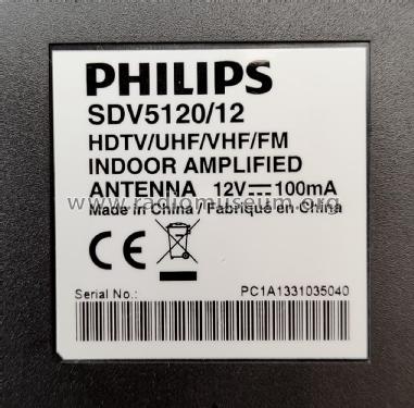HDTV/UHF/VHF/FM Indoor amplified TV antenna / Aerial SDV5120 /12; Philips 飞利浦; (ID = 2628912) Antena