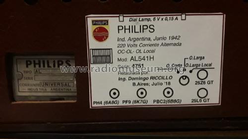 AL541H; Philips Argentina, (ID = 2275500) Radio