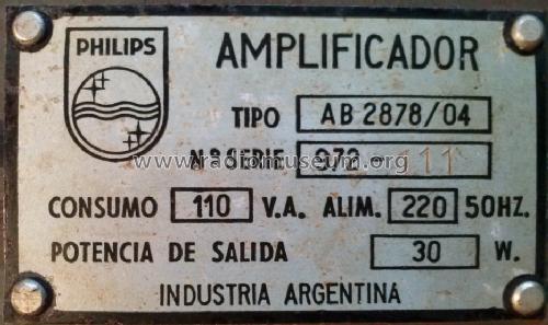 Amplificador AB2878 /04; Philips Argentina, (ID = 1723684) Ampl/Mixer
