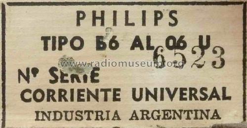 B6AL06-U; Philips Argentina, (ID = 822124) Radio