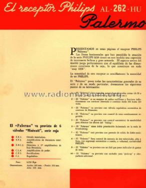 Palermo AL-262-HU; Philips Argentina, (ID = 821493) Radio