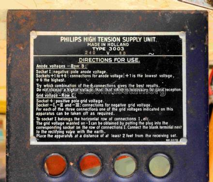 High Tension Supply Unit 3003; Philips Australia (ID = 2747038) Power-S