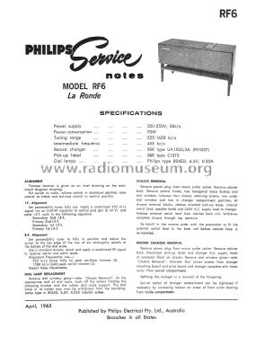 La Ronde RF6; Philips Australia (ID = 2804700) Radio