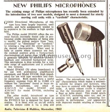 Microphone EV4307; Philips Australia (ID = 2396217) Microphone/PU