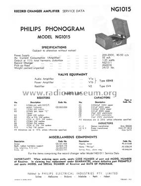 Phonogram NG1015; Philips Australia (ID = 2761485) R-Player