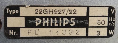 22GH927 /22; Philips Belgium (ID = 1977186) Radio