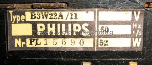 B3W22A /11 /16 /22 /99; Philips Belgium (ID = 2531296) Radio