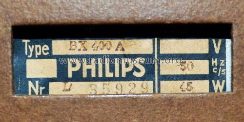 BX400A; Philips Belgium (ID = 2519673) Radio