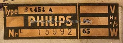 BX454A; Philips Belgium (ID = 2597181) Radio