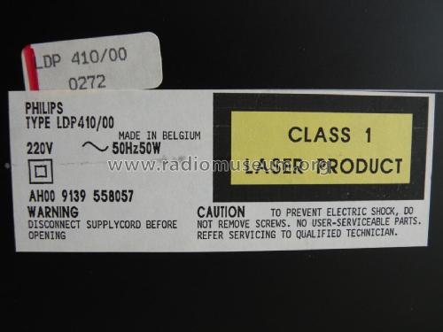 Multi Laser Disc Player Match Line LDP410 /00; Philips Belgium (ID = 2230185) R-Player