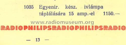 Egyenirányító ívlámpához - Arc Lamp Rectifier 1035; Philips Hungary, (ID = 2247411) Power-S