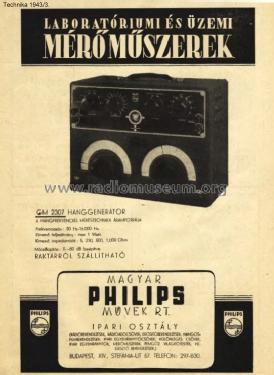 Hang Generátor -Toongenerator GM2307 Equipment Philips Hungary ...