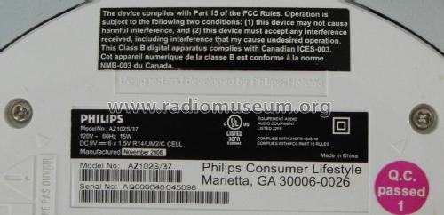 CD Soundmachine AZ102C /37, AZ102S /37; Philips 飞利浦; (ID = 3152827) Radio