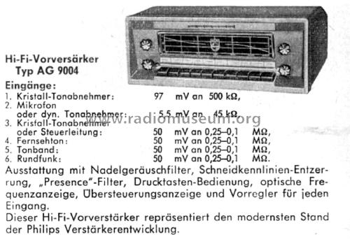 Hi-Fi Vorverstärker AG9004/00; Philips; Eindhoven (ID = 2379652) Verst/Mix