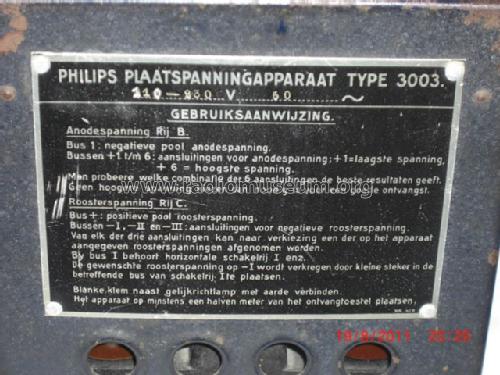 Plaatspanningapparaat 3003; Philips; Eindhoven (ID = 1044058) Fuente-Al