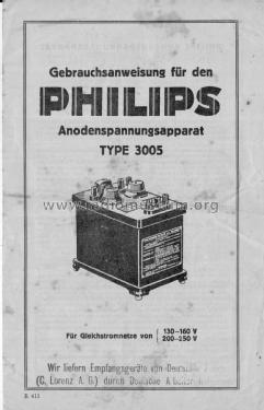 Anodenspannungsapparat 3005; Philips; Eindhoven (ID = 2569744) Power-S