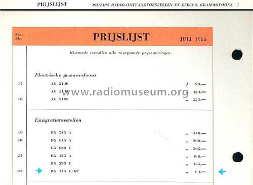 BX115U /62; Philips; Eindhoven (ID = 1331015) Radio