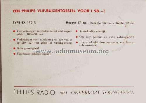 BX115U ; Philips; Eindhoven (ID = 2933937) Radio