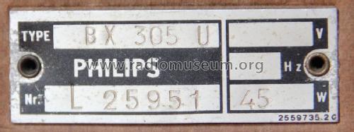 BX305U; Philips Belgium (ID = 1296573) Radio
