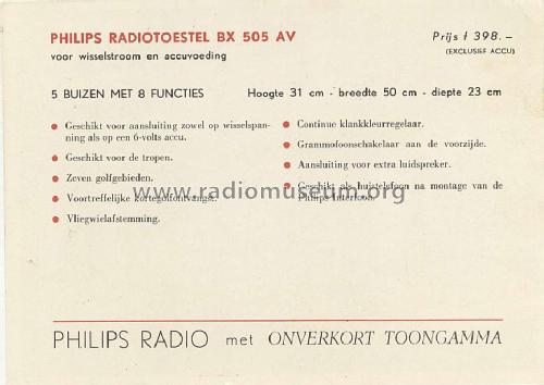 BX505AV; Philips; Eindhoven (ID = 423665) Radio