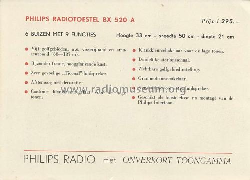 BX520A; Philips; Eindhoven (ID = 423668) Radio