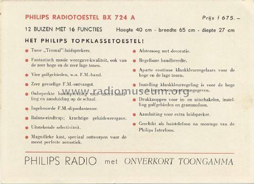 BX724A; Philips; Eindhoven (ID = 423683) Radio