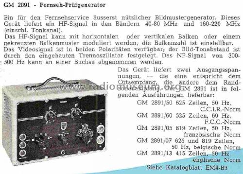 Fernseh-Prüfgenerator GM2891 /50; Philips; Eindhoven (ID = 1019580) Ausrüstung