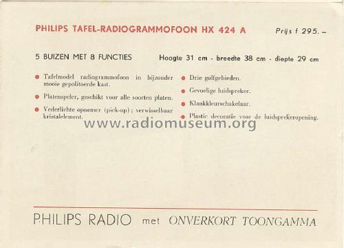 HX424A /00; Philips; Eindhoven (ID = 423648) Radio